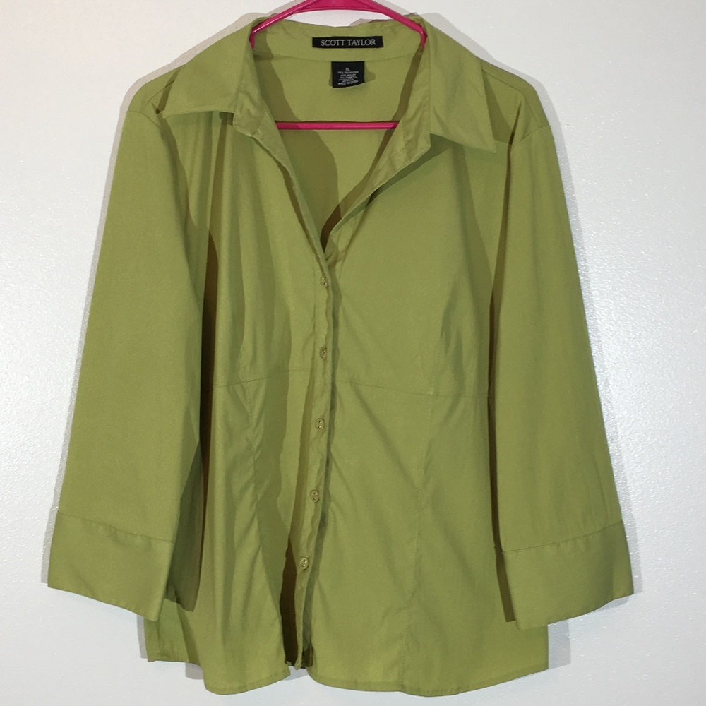 Scott Taylor Light Green Button Down Blouse - XL